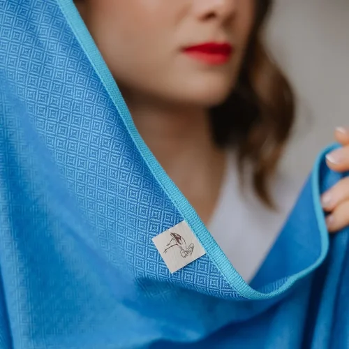 Šátek na nošení dětí Storchenwiege, vzor Leo tyrkysový - Délka: 4,1m