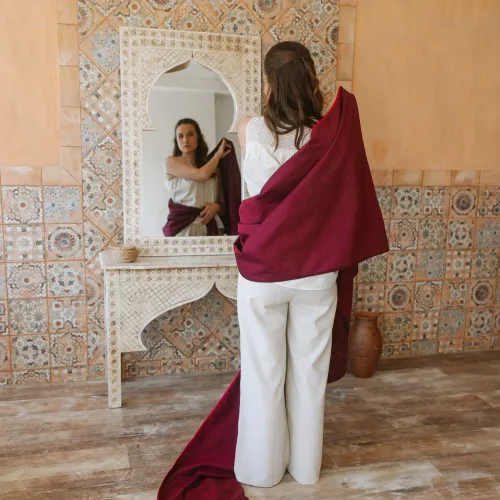 Šátek na nošení dětí Storchenwiege, vzor Leo bordeaux - Délka: 4,1m